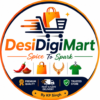 DesiDigiMart official logo featuring a shopping cart with shopping bags, the tagline "Spice To Spark," icons representing spices, shopping, jewellery, and fashion, along with Premium Quality, Fast & Safe Delivery, and Trusted Store badges